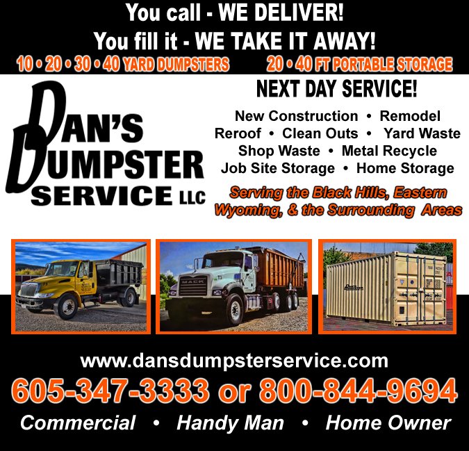 DAN’S DUMPSTER SERVICE Updated September 2024 Spearfish, South