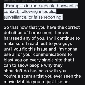 Az Automasters - The owner saying that I'm harassing them so I had to send him the definition of harassment all I'm trying to do is get my vehicle fixed - Auto Repair Near Me - Chandler, Arizona