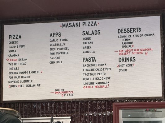 Menu photo 2 Masani Pizza Forest Hills, NY