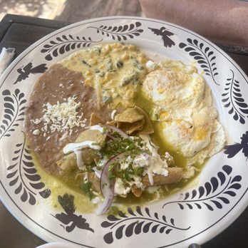 Restaurant María California - Rajas in cream sauce with green chilaquiles - Mexican Near Me - La Paz, BCS