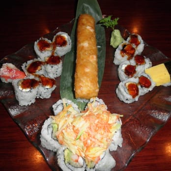 Fuji Sushi - Clockwise from top: Sunshine roll, yaki roll, tamago, volcano roll, king crab, salmon katsu roll - Sushi Bars Near Me - Jacksonville, Florida Fuji Sushi - Clockwise from top: Sunshine roll, yaki roll, tamago, volcano roll, king crab, salmon katsu roll - Sushi Bars Near Me - Jacksonville, Florida