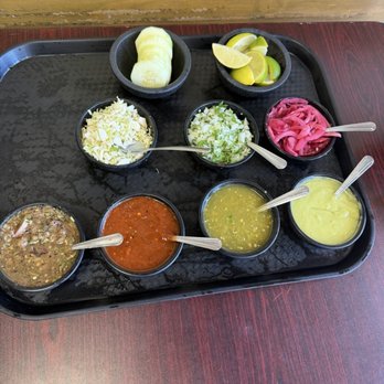 Asadero Chikali - Complementary sauces and toppings - Tacos Near Me - Inglewood, California Asadero Chikali - Complementary sauces and toppings - Tacos Near Me - Inglewood, California