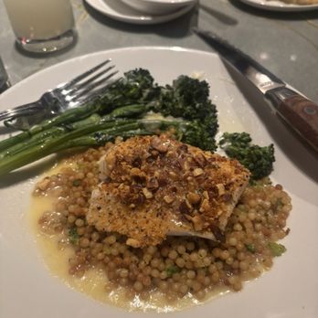 1933 Lounge - Almond crusted cod with brown butter couscous and broccolini - Cocktail Bars Near Me - Carmel, Indiana