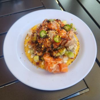 Chickenz kitchen - Tostada de ceviche con salmon - Caterers Near Me Chickenz kitchen - Tostada de ceviche con salmon - Caterers Near Me