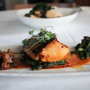 MW Restaurant - Miso Honey Glazed Butterfish ($40): Baby Bok Choi, Taegu & Watercress Salad - New American Near Me - Honolulu, Hawaii
