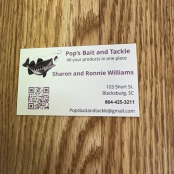 Pop's Bait and Tackle - Business Card. - Hunting & Fishing Supplies Near Me - Blacksburg, South Carolina Pop's Bait and Tackle - Business Card. - Hunting & Fishing Supplies Near Me - Blacksburg, South Carolina