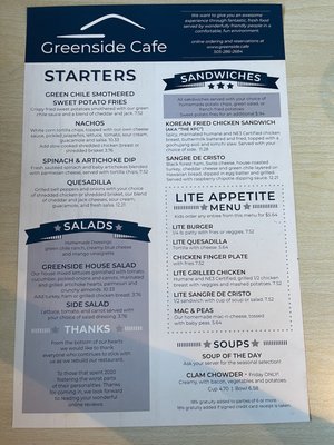 Menu photo 1 Greenside Cafe Cedar Crest, NM