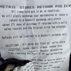 Goodwill Yelm - Read the return policy