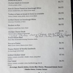 Song of the Bread Bakery - Lunch menu