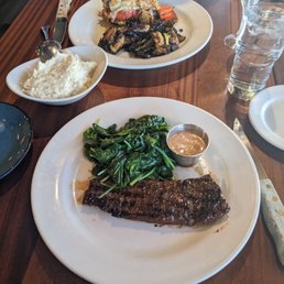 Skirt steak and crab stuffed lobster tail