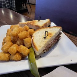 The Bar at Warm Springs and Tenaya - Mushroom Swiss Burger with Tots