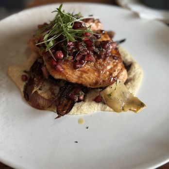 Meso Modern Mediterranean - Salmon Pomegranate Glazed Salmon. - Mediterranean Near Me - San Jose, California Meso Modern Mediterranean - Salmon Pomegranate Glazed Salmon. - Mediterranean Near Me - San Jose, California