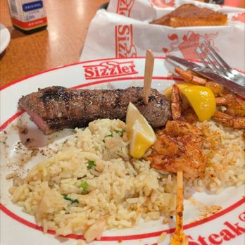 Sizzler - You can never go wrong with the steak and grilled shrimp skewers - American Near Me - Carson, California Sizzler - You can never go wrong with the steak and grilled shrimp skewers - American Near Me - Carson, California