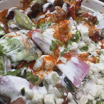 Kebab Express - Tandoori chicken over rice with lettuce, cucumber, feta cheese - Kebab Near Me - New York, New York Kebab Express - Tandoori chicken over rice with lettuce, cucumber, feta cheese - Kebab Near Me - New York, New York