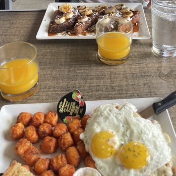 Over Easy - Gilbert - Chicken fried steak (under the sunny side up eggs) was really good with the gravy, and the banana nut French toast. - Breakfast & Brunch Near Me - Gilbert, Arizona