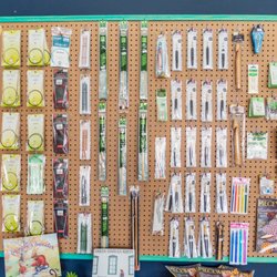 Walther Handmade - Our notions wall! We have a full array of knitting and crochet supplies.
