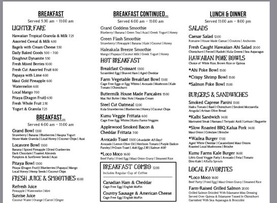 Menu photo 3 Cafe Kula Wailea, HI