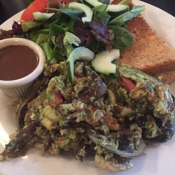 Sweet Basil's Cafe - Healthy kick omelette: portobello mushrooms, avocados, tomatoes scrambled - New American Near Me - Livingston, New Jersey Sweet Basil's Cafe - Healthy kick omelette: portobello mushrooms, avocados, tomatoes scrambled - New American Near Me - Livingston, New Jersey