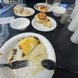 Rita's Family Restaurant - 2 egg omelet with bacon, veggies, and cheese. Side of biscuits.