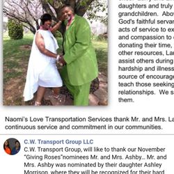 Naomi's Love Transportation Services - November 2021 "Giving Roses" honoree