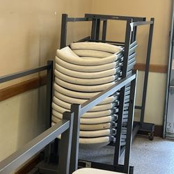 Includes small kitchen and counter space. Lots of tables and chairs available to rent. Very warm inside.