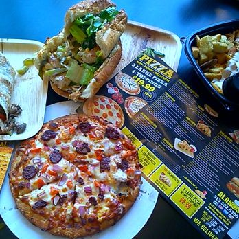 Alanos Pizza & Subs - Mixed Shawarma SAJ sandwich WOWED, Chicken Sub, Salad and Sojuk Pizza  Delicious - Pizza Near Me - Dearborn, Michigan