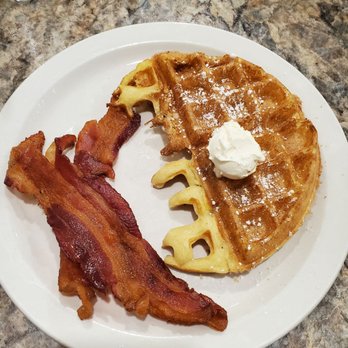 Scrambles Cafe - Half waffle and bacon - delicious! - Breakfast & Brunch Near Me - Ocala, Florida Scrambles Cafe - Half waffle and bacon - delicious! - Breakfast & Brunch Near Me - Ocala, Florida