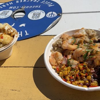 The Gulf - Shrimp bowl and fried broccoli, delicious - Burgers Near Me - Orange Beach, Alabama
