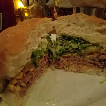 Egan & Sons - Egan's Classic Double Cheeseburger  - cut in half to display rare cooked - Gastropubs Near Me - Montclair, New Jersey