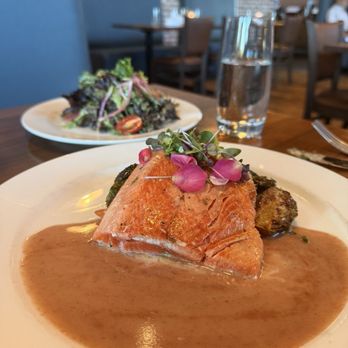 Cecilia - Wild Salmon pan-seared salmon, mashed potato, root vegetables, berry beurre blanc - Breakfast & Brunch Near Me - Vancouver, Washington Cecilia - Wild Salmon pan-seared salmon, mashed potato, root vegetables, berry beurre blanc - Breakfast & Brunch Near Me - Vancouver, Washington