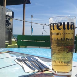 Urban Reef Restaurant - Enjoying an Estrella out on the ground floor patio