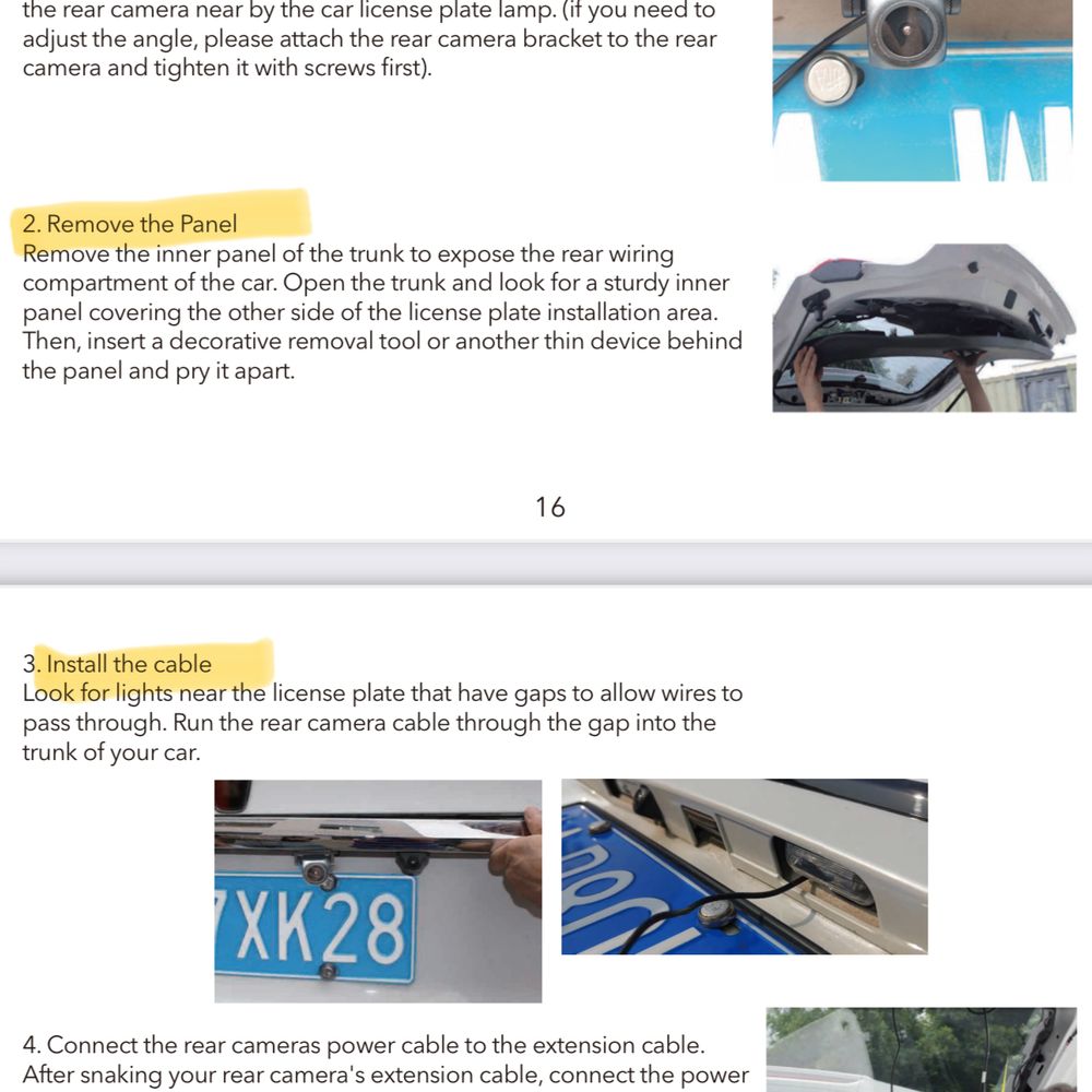 Xtreme Audio & Performance - Clearly specifies to place camera near license plate and provide detailed steps to wire camera through license plate light - Car Stereo Installation Near Me - Ocala, Florida
