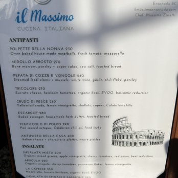 Il Massimo - Left side of menu - Italian Near Me - Ensenada, BCN