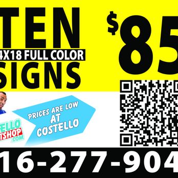 Costello Print Shop - 10 24x18 Plastic Signs $85.00 - Printing Services Near Me - Sacramento, California Costello Print Shop - 10 24x18 Plastic Signs $85.00 - Printing Services Near Me - Sacramento, California