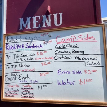 Double Barrel Barbecue - a menu on a white board - Food Trucks Near Me Double Barrel Barbecue - a menu on a white board - Food Trucks Near Me