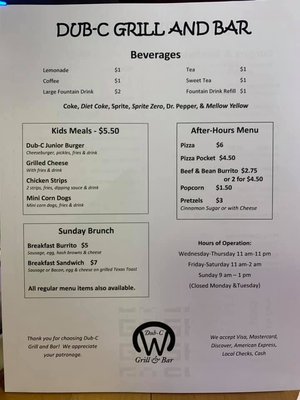 Menu photo 2 Dub C Grill and Bar White City, KS