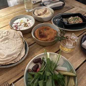 Maydan - Starting dips with pickled vegetables and halloumi - Moroccan Near Me - Washington, DC, District of Columbia