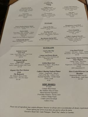 Menu photo 1 Cullens at the Cottage Cong, MO