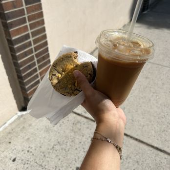 The Bearded Baker - Praline cookie and iced Americano with milk - Macarons Near Me - Brooklyn, New York