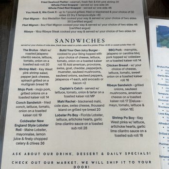 Brutus Land & Sea - menu - Seafood Markets Near Me - Marathon, Florida Brutus Land & Sea - menu - Seafood Markets Near Me - Marathon, Florida