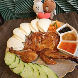Cheers! Hong Kong - Roast duck - with buns, cucumber, dipping sauces, and seasoned salt - excellent!
