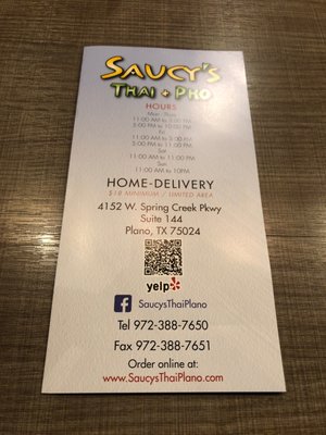 Menu photo 5 Saucy's Thai & Pho - Plano Plano, TX Menu photo 5 Saucy's Thai & Pho - Plano Plano, TX