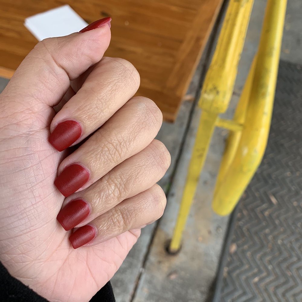 Allure Spa Nails Bar - Matte red SNS - Waxing Near Me - Decatur, Georgia