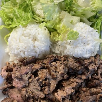 Blazin Steaks - a plate of rice and lettuce - Steakhouses Near Me - Mililani, Hawaii