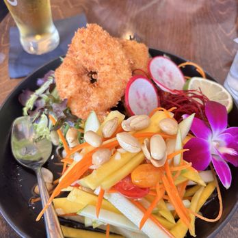 One Waan Thai - Tum Mango Salad (Gluten Free) with crispy prawns ( so fresh and delicious ) - Thai Near Me - San Francisco, California One Waan Thai - Tum Mango Salad (Gluten Free) with crispy prawns ( so fresh and delicious ) - Thai Near Me - San Francisco, California