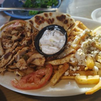 Santorini Greek Cafe - Chicken gyro plate with Greek fries - Greek Near Me - Tucson, Arizona