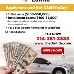 Check N Title Loans - Get Cash today! We offer Installment Loans and Title Loans in all Dallas/ Fort Worth! Call us today for more details!