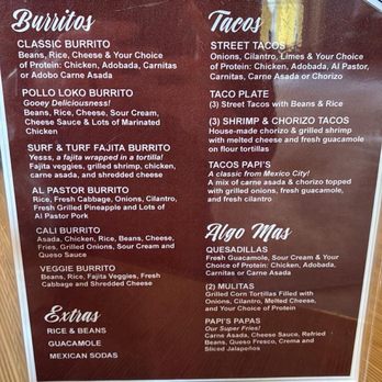Los Papi's Comida Mexicana - Menu - Food Trucks Near Me