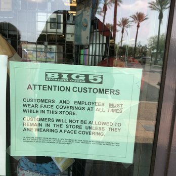 Big 5 Sporting Goods - What is your rule?????? Employee are not wearing masks. Geez management 101. - Sporting Goods Near Me - Phoenix, Arizona