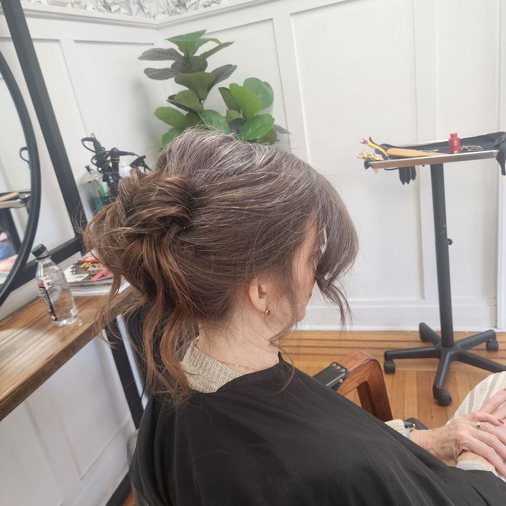 Main Roots - Updo in process - Blow Dry/Out Services Near Me - Southold, New York